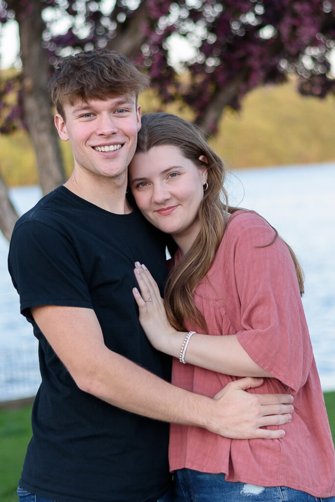 Engagement portrait session of Plymouth, MN couple at Stillwater Lift Bridge.